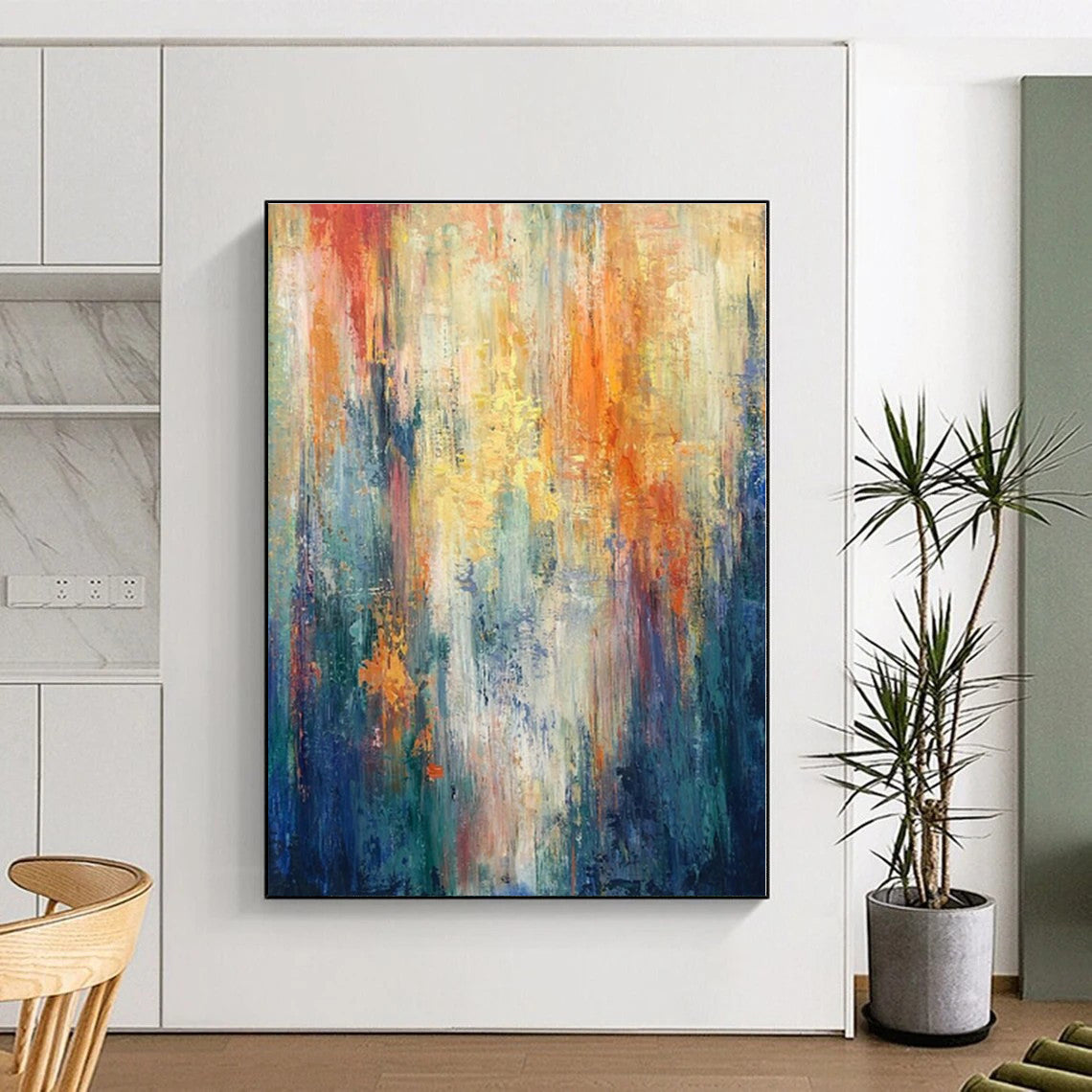 “Colorful Vertical Streaks Abstract” - Abstract Painting On Canvas PS0416