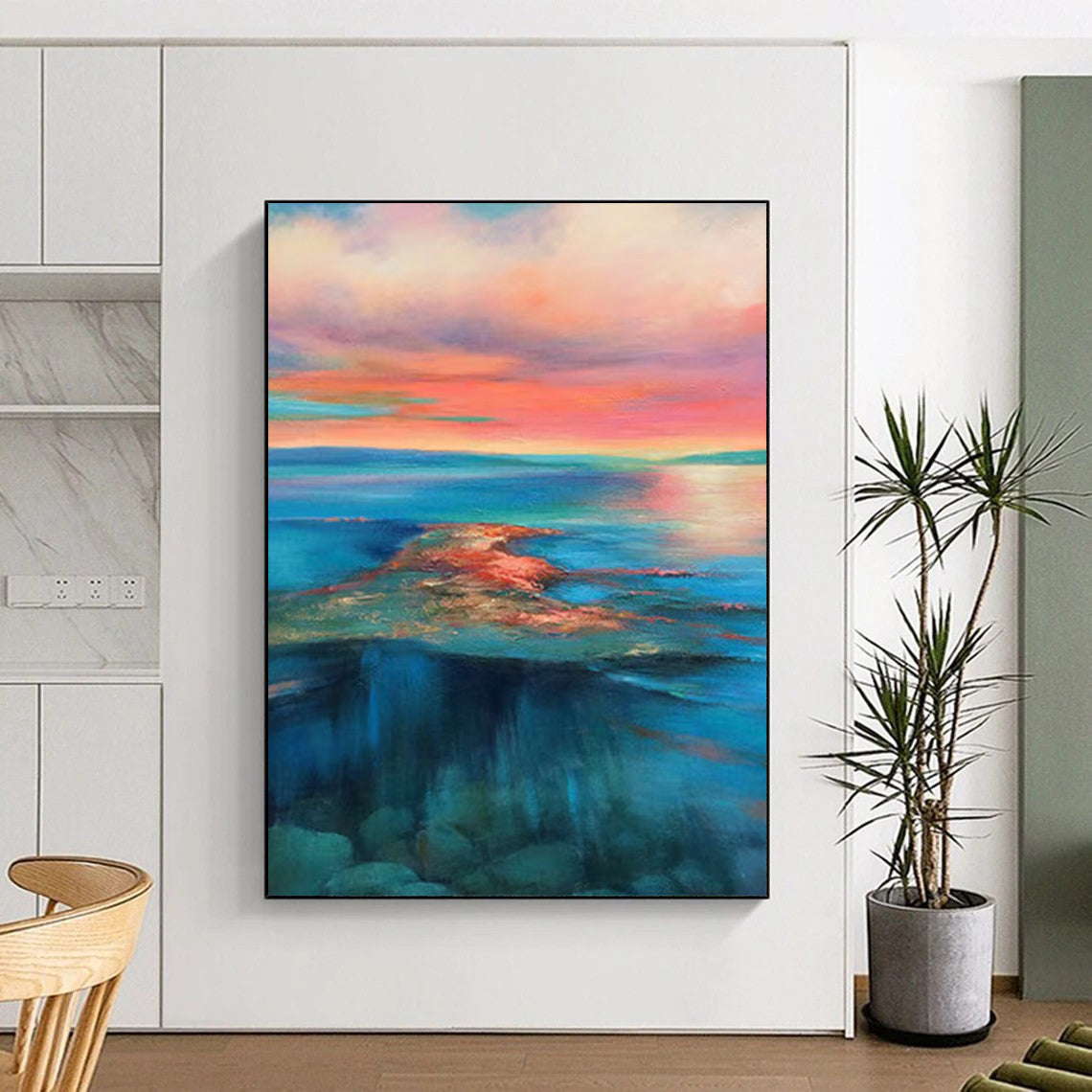 Colorful Sunset Sea Impressionistic Landscape Painting On Canvas DS051