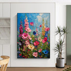 “Vibrant Flower Field” - Impressionistic, Lush - Themed Painting On Canvas PT1594