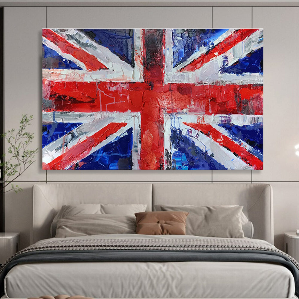 Textured Union Jack Flag Modern Pop - Art Painting On Canvas DKS120