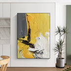 “Yellow - Grey Abstract Textures” - Contemporary Abstract Painting On Canvas PS0295