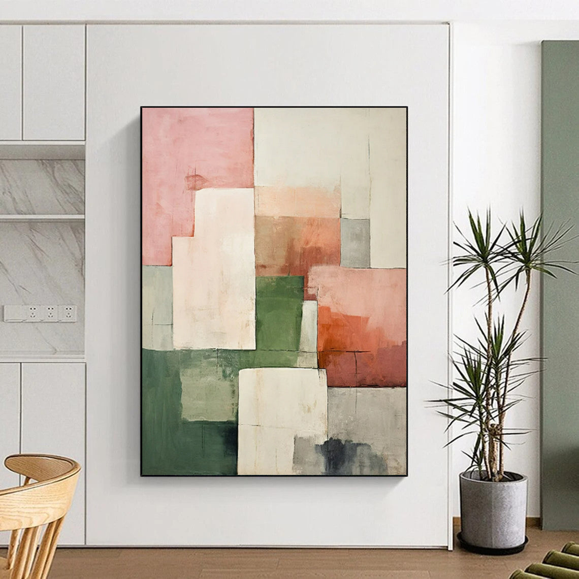 “Pastel Geometric Abstract” - Minimalist Geometric Painting On Canvas PT2279