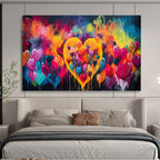 “Colorful Heart Graffiti” - Vibrant Colors “Love Bomb” Painting On Canvas PT1630