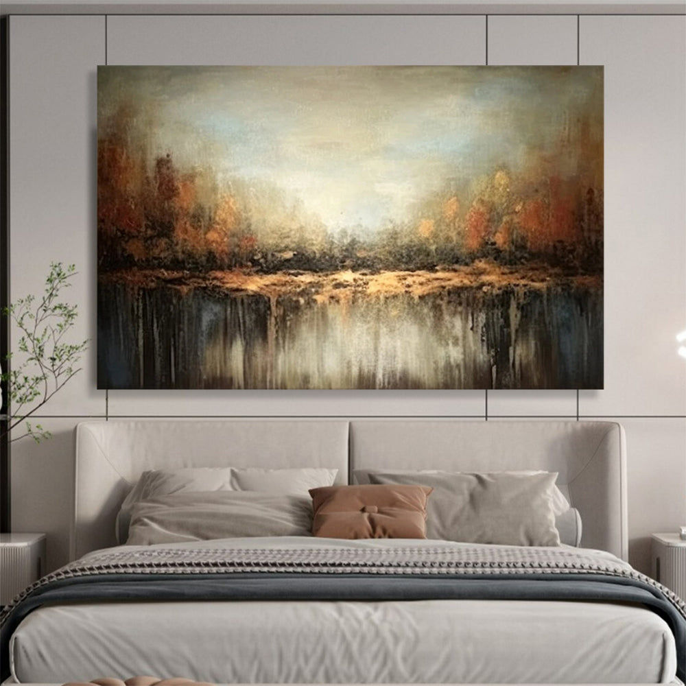 “Misty Forest Reflection” - Atmospheric Landscape Painting On Canvas PT060
