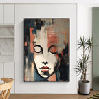 Abstract Contemplation Cubist - Inspired Face, Painting On Canvas PT2158