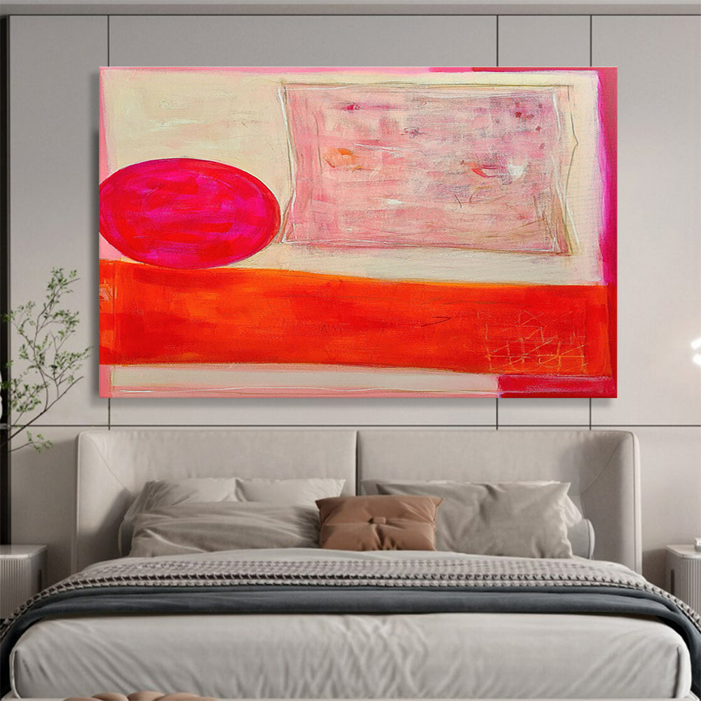 Pink and Red Abstract Shapes Painting On Canvas DKS073