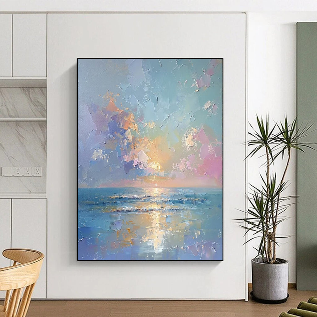 “Colorful Sunset Over the Sea” - Impressionistic Oil Painting On Canvas PT2202
