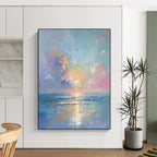 “Colorful Sunset Over the Sea” - Impressionistic Oil Painting On Canvas PT2202