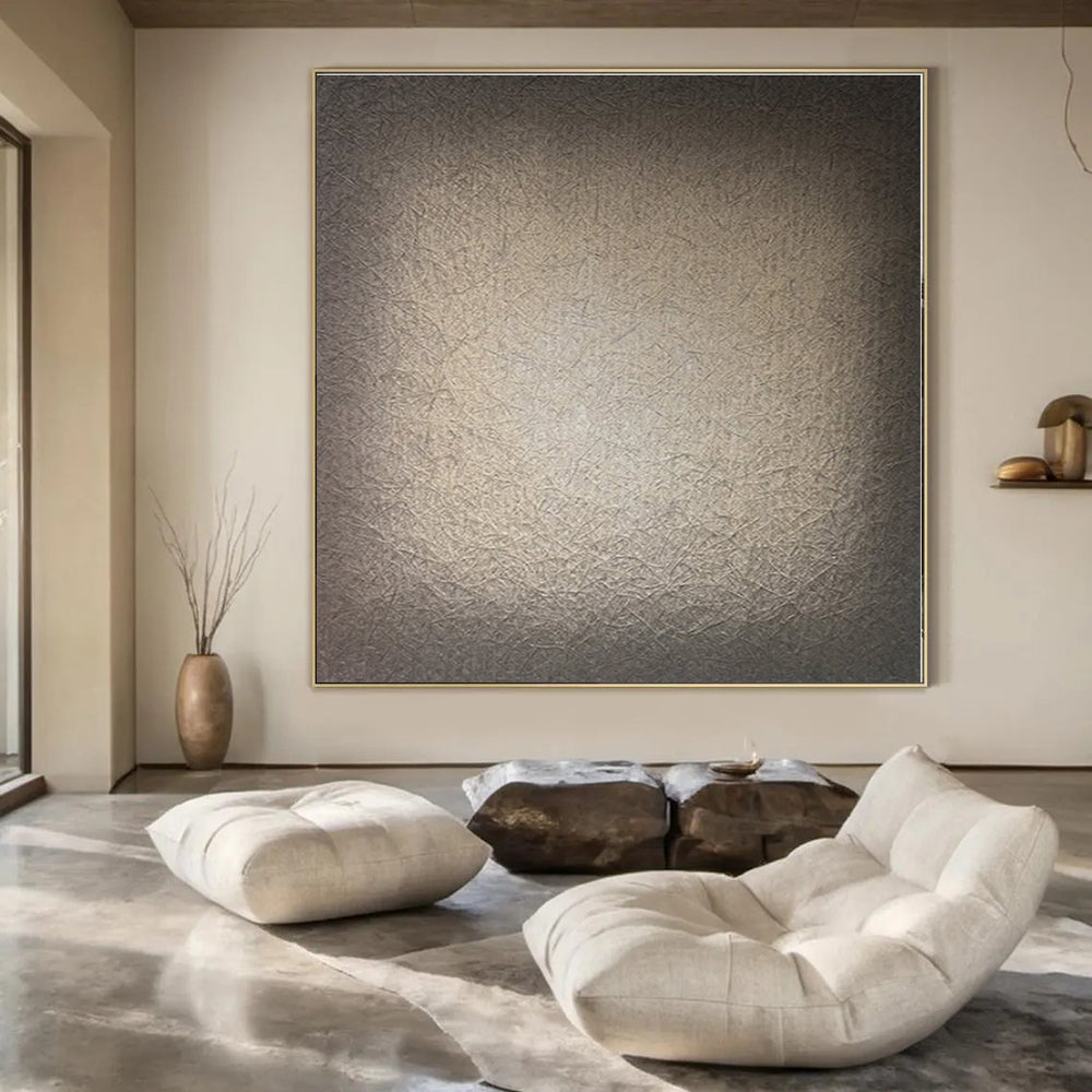 Beige with Intricate Textures "Subtle Silk" Abstract Painting On Canvas PS1366