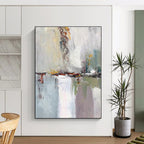 “Reflective Abstract Landscape” - Gray, Colorful Abstract Landscape - Inspired Painting On Canvas PS0403