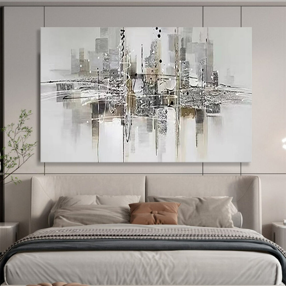 “Monochrome Cityscape” - Abstract - Urban Painting On Canvas PT1551