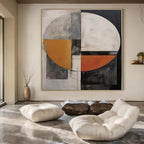 Circular Geometric Design in Warm and Cool Tones "Colorful Circumference" Abstract Painting On Canvas PS1208