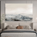 “Minimalist Gray and White Abstract Horizon” - Calm Abstract Painting On Canvas PT136