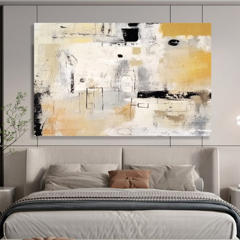 “Neutral Tones Abstract Composition” - Modern Abstract Painting On Canvas PT061