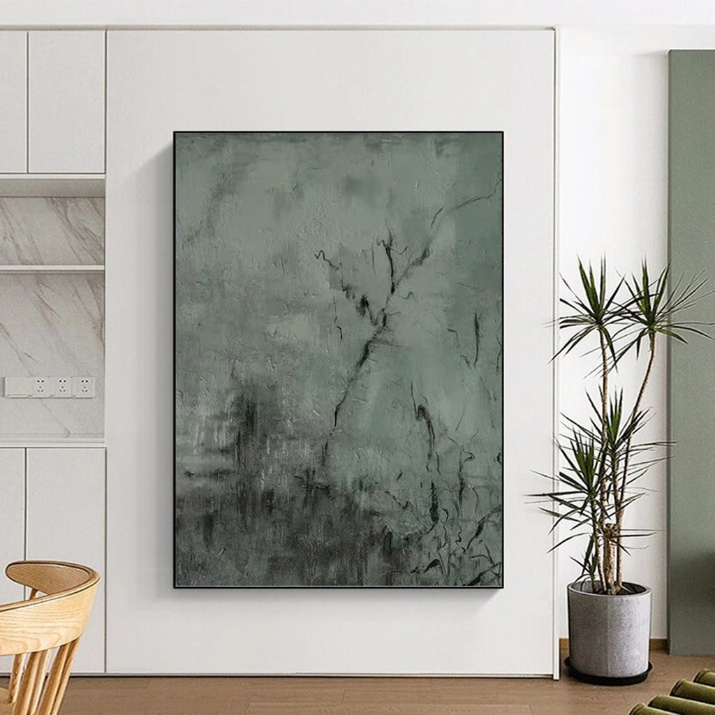 “Grey - Black Textured Abstract” - Textured Abstract Painting On Canvas PT1205