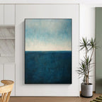 “Blue - White Sea Horizon” - Minimalist Seascape Painting On Canvas PT2326
