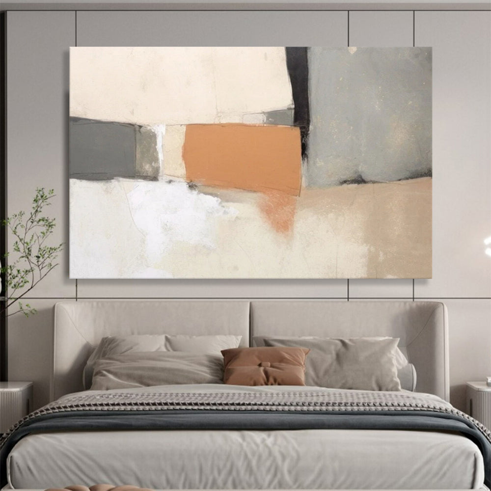 “Earth - Toned Geometric Collage” - Abstract Minimalist Painting On Canvas PT076