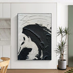 “Bold Black and White Textured Swirls” - Dynamic Abstract Painting On Canvas DS389