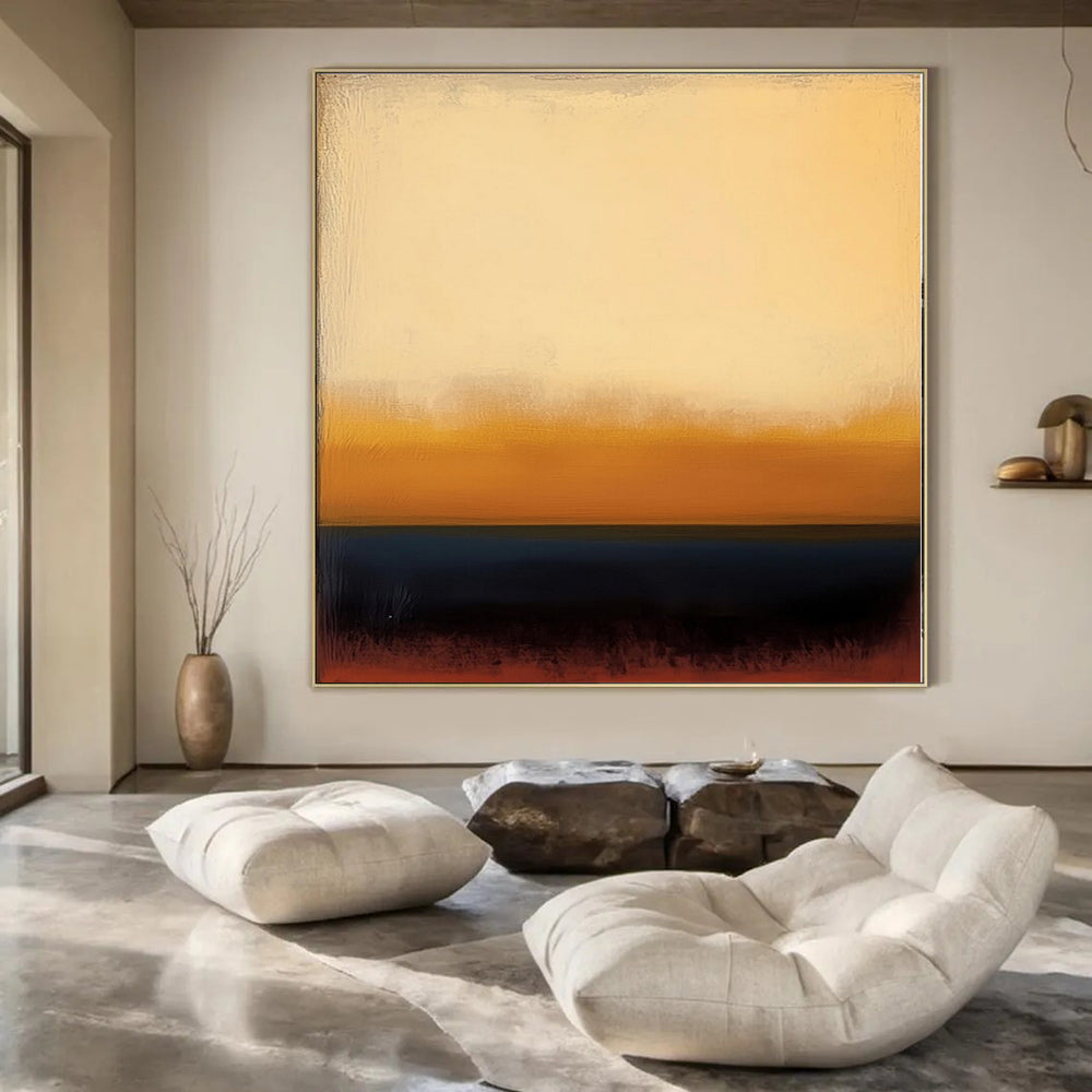 Beige, Orange, Blue with Horizontal Gradients "Desert Dusk" Abstract Painting On Canvas PS1190