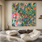 Teal and Orange Swirls - Fluid Acrylic Mix of Cool and Warm Tones Painting On Canvas PS1220