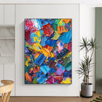 “Bold Color Palette Knife Extravaganza” - Tactile Abstract Painting On Canvas PS0229