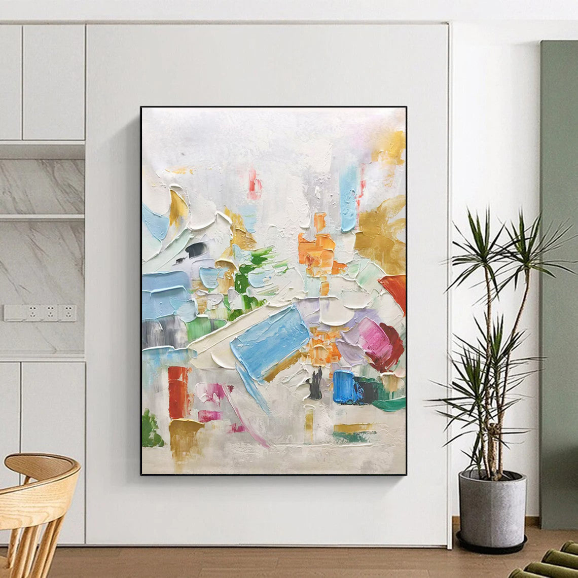 “Colorful Impasto Abstract” - Multicolor Abstract Impasto Painting On Canvas PS0730