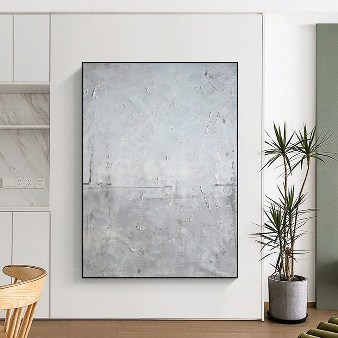 “Textured Gray Minimalism” - Minimalist, Tactile - Styled Painting On Canvas PT1581
