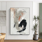 Gray, Black, White, Peach Expressive Marks “Muted Emotion” - Painting On Canvas PS0809