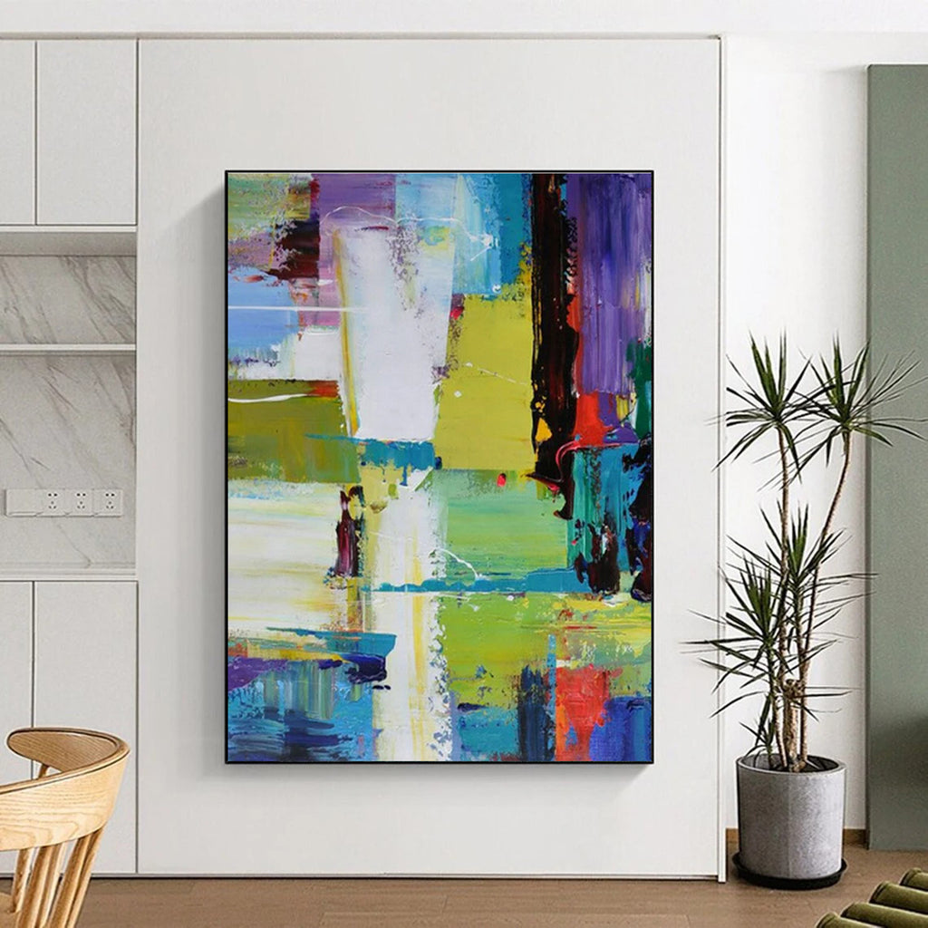 Vibrant Color Blocks, "Urban Symphony" – Contemporary Abstract Painting On Canvas PS0896