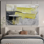 “Yellow and Gray Abstract Collage” - Abstract Mixed - Media Painting, Perfect for Office & Studio DKS595