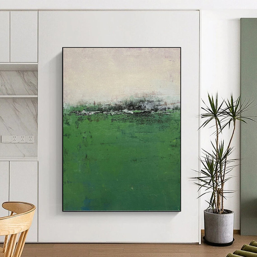 “Vast Green Field Abstract” - Impressionist Abstract Painting On Canvas PT1207