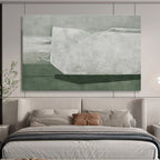 “Gray and Green Abstract Form” - Abstract Oil Painting, Ideal for Art Studio & Minimalist Home DKS611