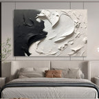 “Black - White Textured Contrast” - Abstract Impasto - Painting On Canvas PT1729