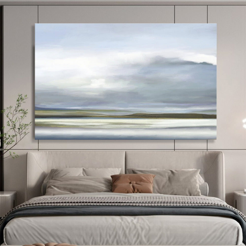 Soft Horizon Landscape - Serene Landscape Painting On Canvas DKS360
