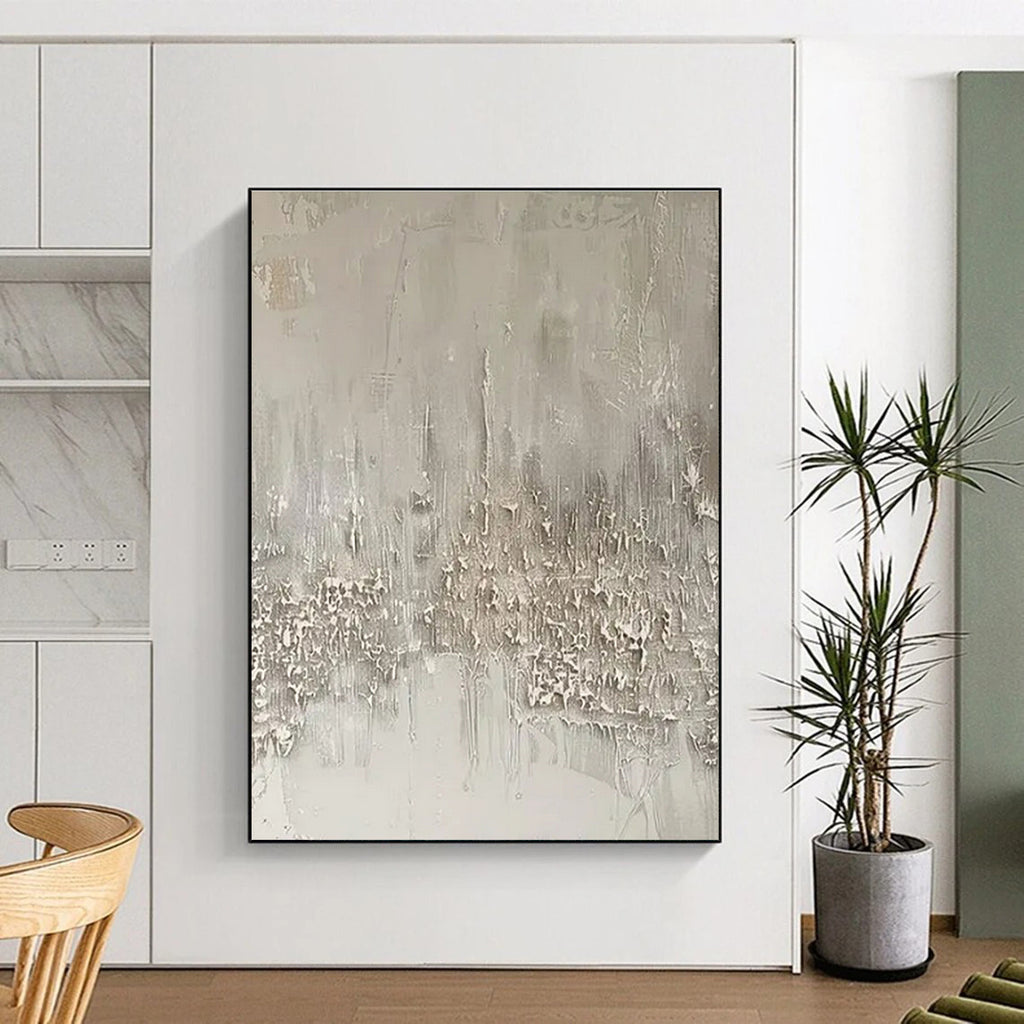 Gray Textured Minimalist "Concrete Whisper" Painting On Canvas PS0857