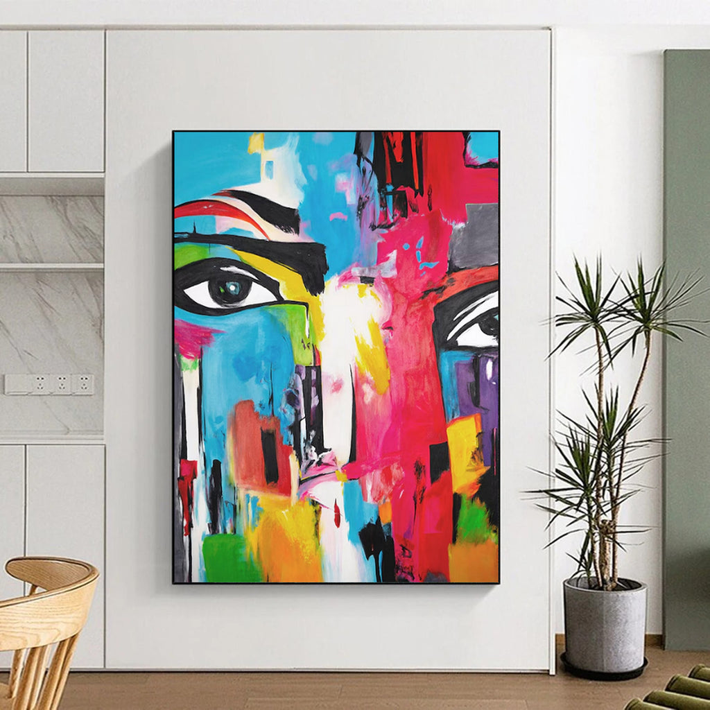 “Vibrant Abstract Face” - Expressionist Pop - Art Painting On Canvas PT2220