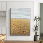 “Golden Field Minimalist” - Minimalist - Inspired Landscape Painting On Canvas PT1434