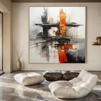 “Urban Skyline Abstraction” - Industrial Abstract Painting On Canvas PS0177