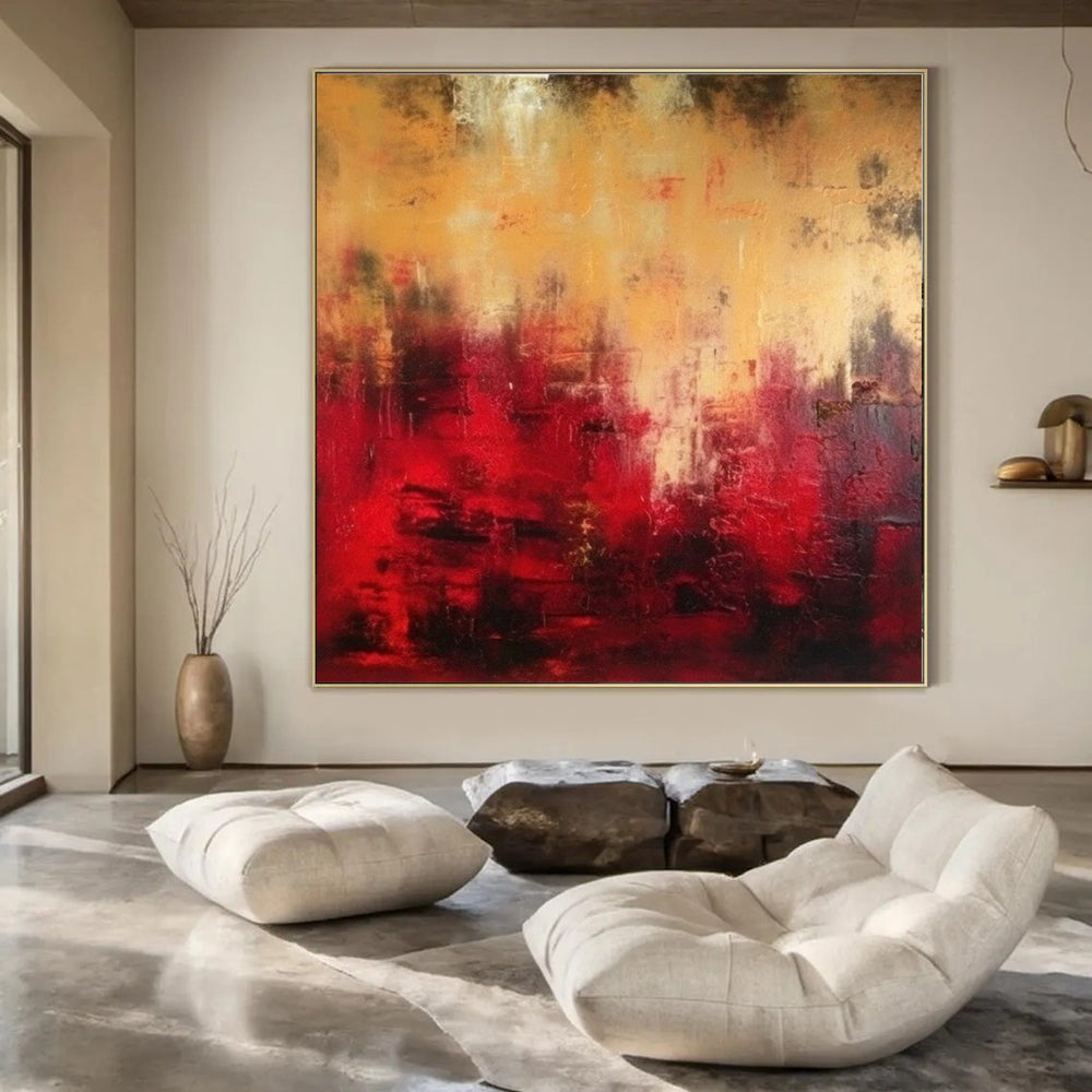 Warm Tones, "Fiery Abyss" – Abstract Expressionist Painting On Canvas PS1027