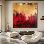 Warm Tones, "Fiery Abyss" – Abstract Expressionist Painting On Canvas PS1027