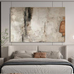 “Gray - Brown Textured Wall” - Neutral Tones “Urban Relic” Painting On Canvas PT1625