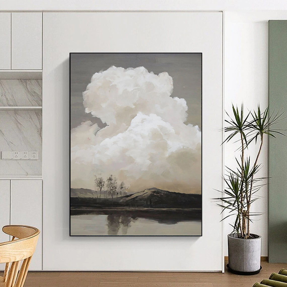 “Monochromatic Cloudscape” - Impressionist - Inspired Landscape Painting On Canvas PT1439