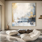 Gray, White, Gold, Blue with Abstract Blends "Blended Beauty" Abstract Painting On Canvas PS1339