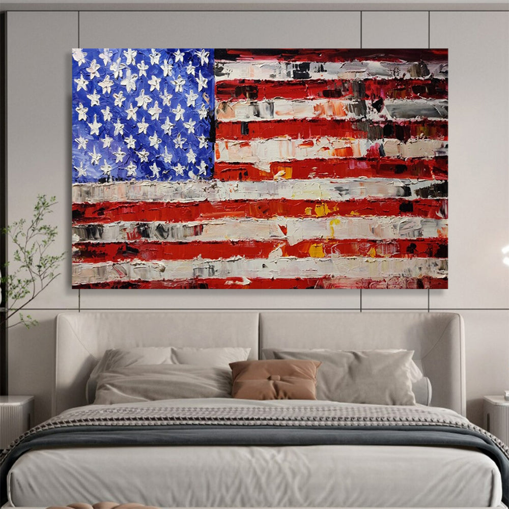 “Textured American Flag” - Impasto Patriotic - Painting On Canvas PT1735