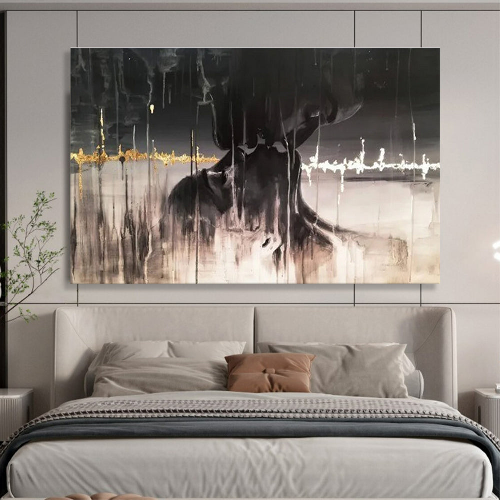 “Black and Gold Abstract Figure” - Abstract Acrylic Painting On Canvas DKS900