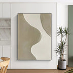 “Beige - White Textured 2” - Minimalist Abstract Painting On Canvas PT2340