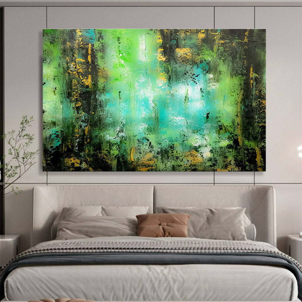 “Lush Green - Blue Forest Abstract” - Textured Oil Painting on Canvas DKS921