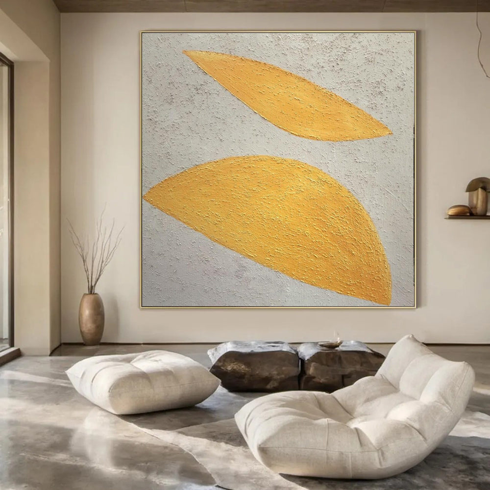 Yellow and White Textured, "Sunny Accents" – Textured Abstract Painting On Canvas PS0990