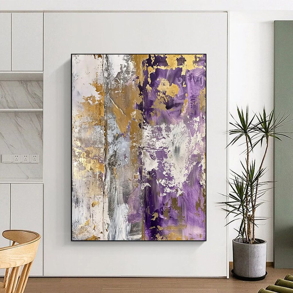 “Purple & Gold Elegance” - Rich Tones & Metallic Accents Painting On Canvas DS134
