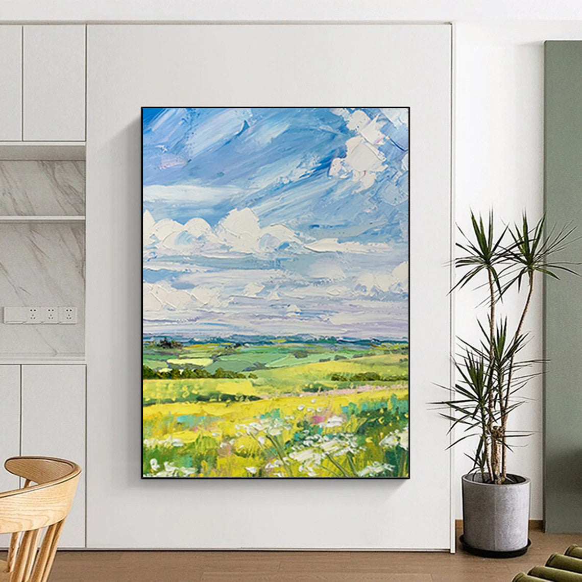 “Vibrant Countryside View” - Impressionistic Landscape Painting On Canvas PT1050